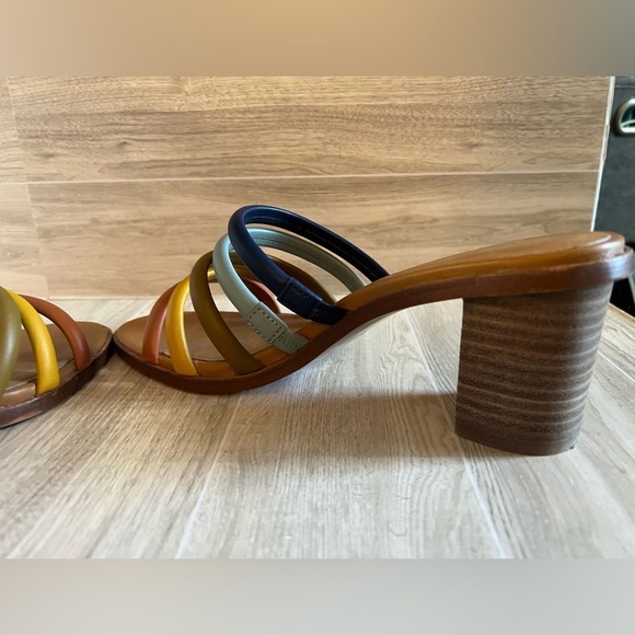 Madewell The Addie High Heel Leather Strappy Mule Blue Horizon Multi Size 9 - Picture 7 of 11